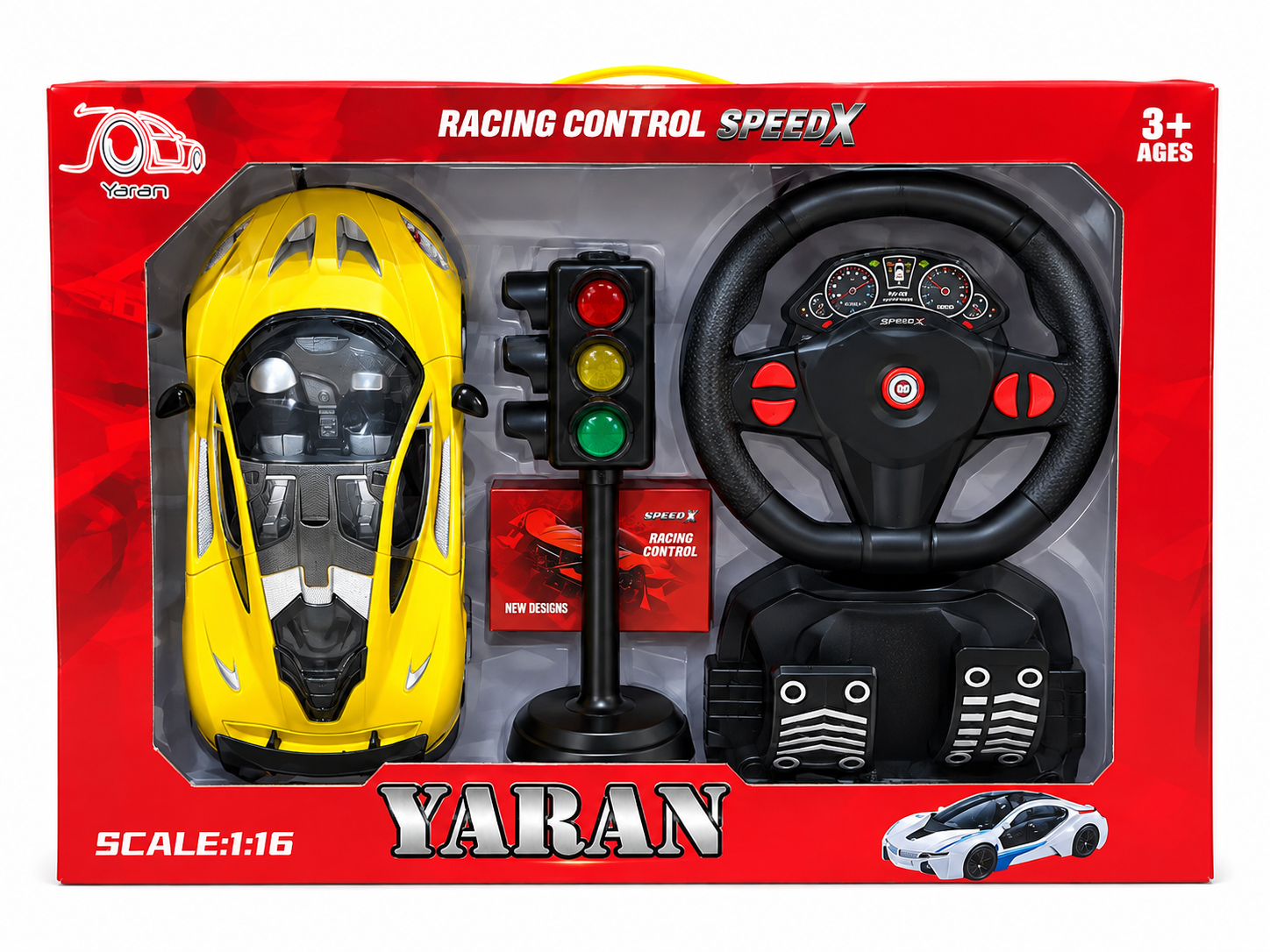 ماشین کنترلی فرمانی Racing Control Speed Xست کامل فرمان، پدال و چراغ راهنمایی